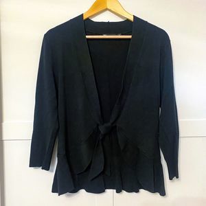 Seventh Avenue NY&C Tie Front Cardigan Sweater Black M NWOT
